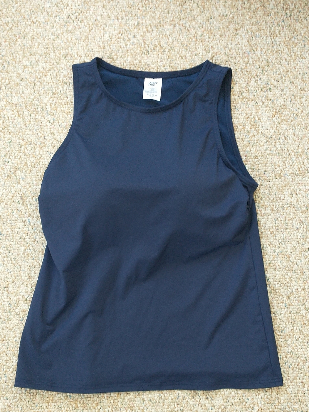 Lands' End High Neck Navy Blue Tankini Swim  Top 12